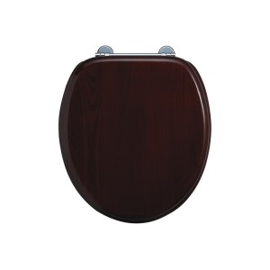 Burlington S12 Wooden Toilet Seat & Cover Mahogany with Chrome Hinges