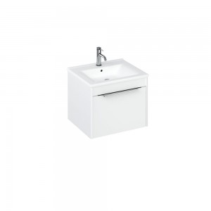 Britton S55SDW Shoreditch 550mm Wall Mounted Vanity Unit with Single Drawer Matt White (Basin & Brassware NOT Included)