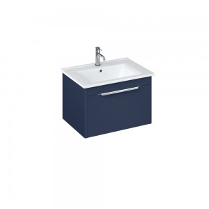 Britton S65SDB Shoreditch 650mm Wall Mounted Vanity Unit with Single Drawer Matt Blue (Basin & Brassware NOT Included)