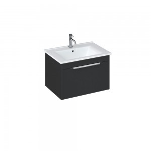 Britton S65SDG Shoreditch 650mm Wall Mounted Vanity Unit with Single Drawer Matt Grey (Basin & Brassware NOT Included)