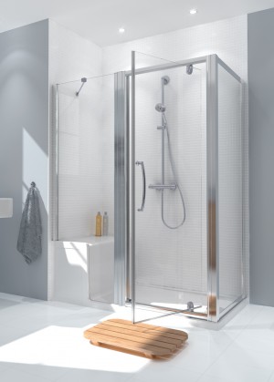 Lakes LKIST700S Classic 6mm In-Line Panel 700x1850mm Polished Silver Frame (Seated Shower Tray NOT Included) 