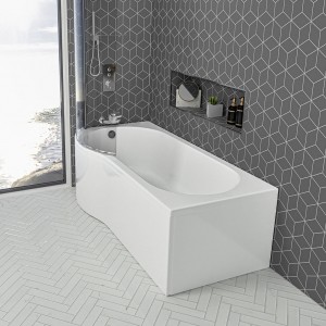Eastbrook 42.0107 Shannon P-Shape Shower Bath Left Hand 1500 x 850mm (400mm depth) 4mm Acrylic (Bath Panels & Screen NOT Included)