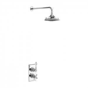 Burlington TF1S Trent Thermostatic Concealed Single Outlet Shower Valve with Fixed Shower Arm Chrome/White (Shower Head NOT Included)