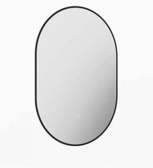 Tissino Terzo Backlit Capsule Mirror with De-mister 850 x 600mm Matt Black [TTZ-360-MN]