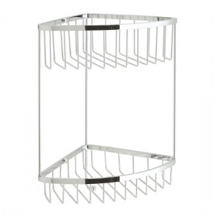 Vado Double Triangular Corner Basket with Hook 269 x 196 x 368mm (Large) Chrome [BAS-2004-C/P]