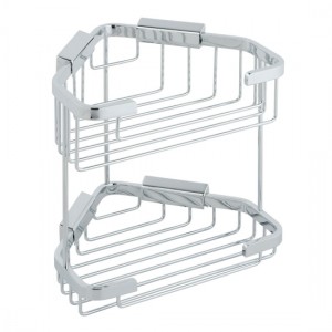 Vado Double Triangular Corner Basket with Hook 200 x 160 x 206mm (Large) Chrome [BAS-2013-C/P]