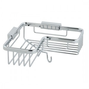 Vado Corner Basket with Hook 206 x 206 x 90mm Chrome [BAS-2014-C/P]