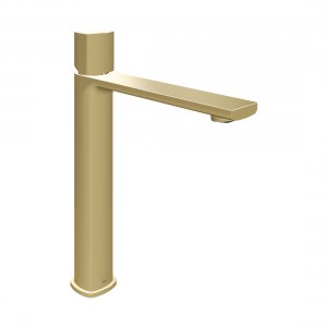 Cameo by Vado Leverless Tall Mono Basin Mixer Tap (Single Taphole) Satin Brass [CAM-100E/SB-SBR]