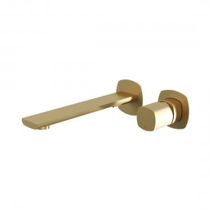 Cameo by Vado Leverless Wall Mounted Basin Mixer Tap for Low Pressure System (2 Tapholes) Satin Brass [CAM-109S-LP-SBR]