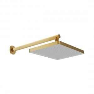 Cameo by Vado Fixed Rectangular Shower Head with Shower Arm Satin Brass [CAM-HEAD/SA-SBR]