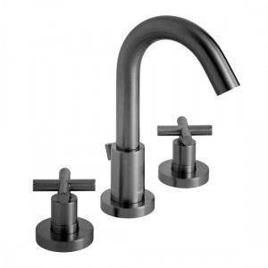 Individual by Vado Elements Deck Mounted Basin Mixer Tap with Pop-Up Waste (3 Tapholes) Brushed Black [IND-ELW101F-BLK]