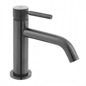 Individual by Vado Origins Slimline Mono Basin Mixer Tap with Knurled Accents (Single Taphole) Brushed Black [IND-ORI200/SB-BLKK]