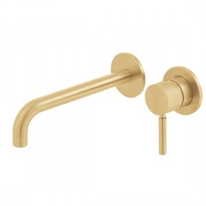 Individual by Vado Origins Slimline Wall Mounted Basin Mixer Tap with 180mm Spout & Knurled Accents (2 Tapholes) Brushed Gold [IND-ORI209SA-BRGK]