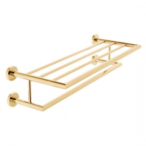 Individual by Vado Spa Bathroom Towel Shelf with Towel Rail 600mm (24 inch) Bright Gold [IND-SPA185B-BG]