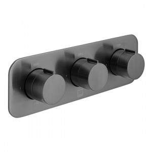 Individual by Vado Tablet Altitude Thermo Shower Valve 3 Outlets & 3 Handles (Horizontal) Brushed Black [IND-T128/3-H-ALT-BLK]