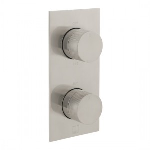 Individual by Vado Thermostatic Shower Valve 2 Outlet Vertical with Knurled Accents Brushed Nickel [IND-T148/2-BRNK]