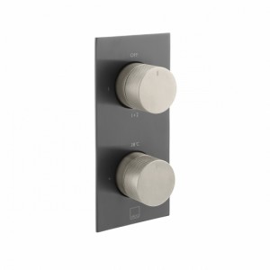 Individual by Vado X Fusion Thermostatic Shower Valve 2 Outlet Vertical Brushed Black & Nickel [IND-T148/2-XBNK]