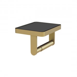 Vado Muse Toilet Roll Holder Satin Brass with Black Glass Insert [MUS-180-BLK-SBR]