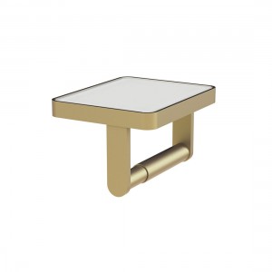 Vado Muse Toilet Roll Holder Satin Brass with White Glass Insert [MUS-180-WHT-SBR]