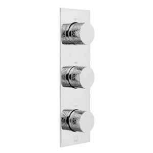 Vado Tablet Omika Thermo Shower Valve 2 Outlets & 3 Handles (Vertical) Chrome [TAB-128/2-OMI-C/P]
