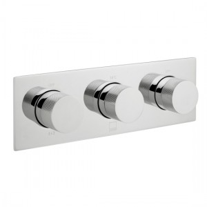Vado Tablet Thermo Shower Valve with Knurled Accents 3 Outlets & 3 Handles (Horizontal) Chrome [TAB-128/3-H-CPK]