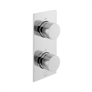 Vado Tablet Thermo Shower Valve with Knurled Accents 2 Outlets & 2 Handles (Vertical) Chrome [TAB-148/2-CPK]