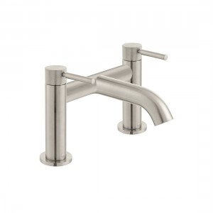 Individual by Vado Origins Deck Mounted Bridge Bath Filler Tap with Knurled Accents Brushed Nickel [IND-ORI237-BRNK]