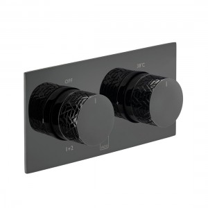 Individual by Vado Omika Noir Thermostatic Shower Valve 2 Outlet Horizontal Polished Black [IND-T148/2-H-OMI-PB]