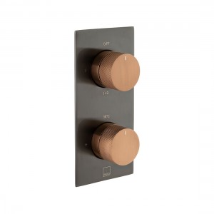 Individual by Vado X Fusion Thermostatic Shower Valve 2 Outlet Vertical Brushed Black & Bronze [IND-T148/2-XBZK]