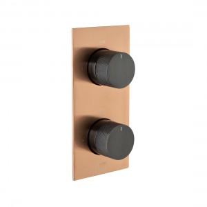 Individual by Vado X Fusion Thermostatic Shower Valve 2 Outlet Vertical Brushed Bronze & Black [IND-T148/2-XZBK]