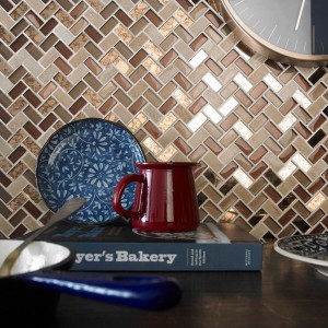 Verona Herringbone Mosaic Wall Tile 300 x 280mm Pence Copper [G30240]