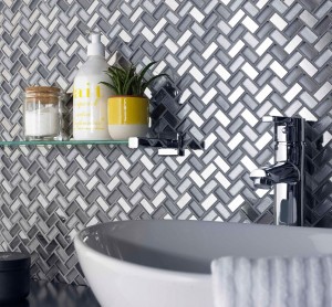 Verona Herringbone Mosaic Wall Tile 290 x 270mm Dusk Grey [G30241]