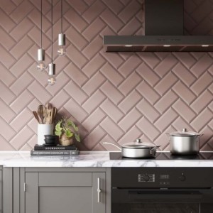 Verona Metro Ceramic Wall Tile 200 x 100mm Pink Gloss [P11535]