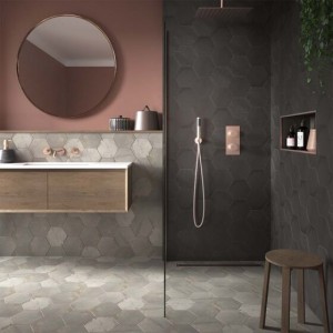 Verona Hex Porcelain Floor & Wall Tile 202 x 175mm Steel [P12210]
