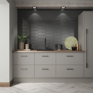 Verona Cast Ceramic Hexagonal Wall Tile 300 x 100mm Charcoal [P12261]