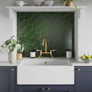 Verona Cast Ceramic Hexagonal Wall Tile 300 x 100mm Bottle Green [P12262]