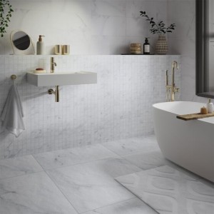 Verona Montclair Porcelain Floor & Wall Tile 600 x 600mm White (Marble Effect) [P12394]