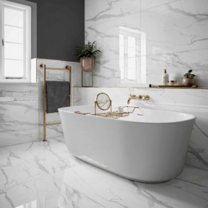 Verona Kendal Porcelain Floor & Wall Tile 1200 x 600mm Gloss White [P12607]
