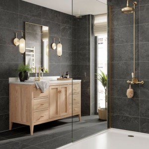 Verona Lucca Porcelain Floor & Wall Tile 600 x 300mm Anthracite [P12885]