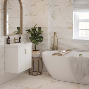 Verona Goldman Decor Ceramic Wall Tile 600 x 300mm White (Marble Effect) [P12995]
