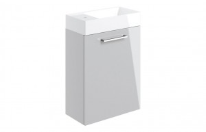 Voltero Wall Mounted Basin Unit (1 Door) 410mm with Basin (1TH) Grey Gloss [PLUM103318]