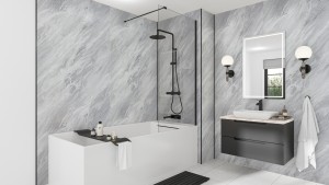 Wetwall Mermaid Square Edge Laminate Shower Panel 2420 x 900mm Brera Marble [11900383]