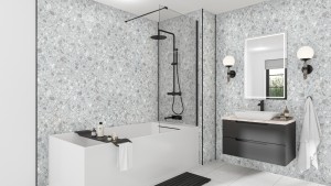 Wetwall Mermaid Square Edge Laminate Shower Panel 2420 x 900mm Linate Terrazzo [11900382]