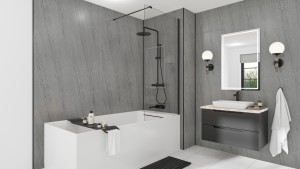 Wetwall Mermaid Square Edge Laminate Shower Panel 2420 x 900mm Silver Granite [11900386]