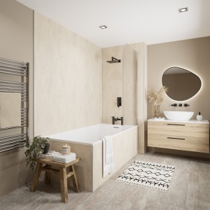 Wetwall Mermaid Square Edge Laminate Shower Panel 2420 x 900mm Venetian Plaster [11900381]