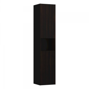 Laufen 4027011102631 Base Tall Cabinet - 2x Left Hinged Door & 1x Open Shelf/2x Glass Shelves 336x350x1650mm Dark Brown Elm