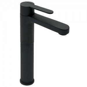 Pegler Strata Matt Black Tall Monobloc Basin Mixer
with sprung plug waste [4K6015]