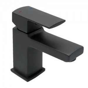 Pegler Manta Matt Black Monobloc Basin Mixer with sprung plug waste [4S8009]