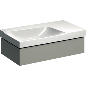 Geberit 500513001 Xeno2 900mm Asymmetrical Vanity Unit Right Shelf & One Drawer - Grey (Basin not included)