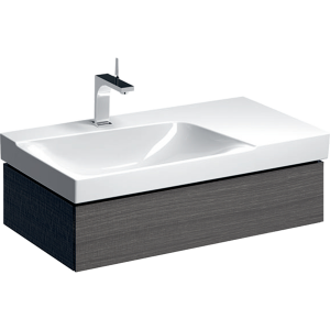Geberit 500513431 Xeno2 900mm Asymmetrical Vanity Unit Right Shelf & One Drawer Scultura Grey (Basin not included)
